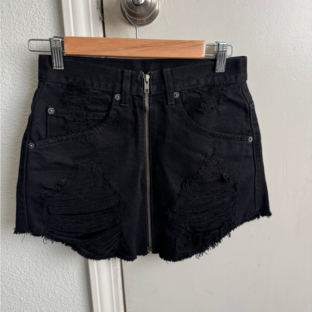 CARMAR DENIM black mini skirt